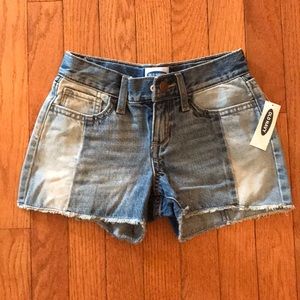 Girls multicolored striped jean shorts